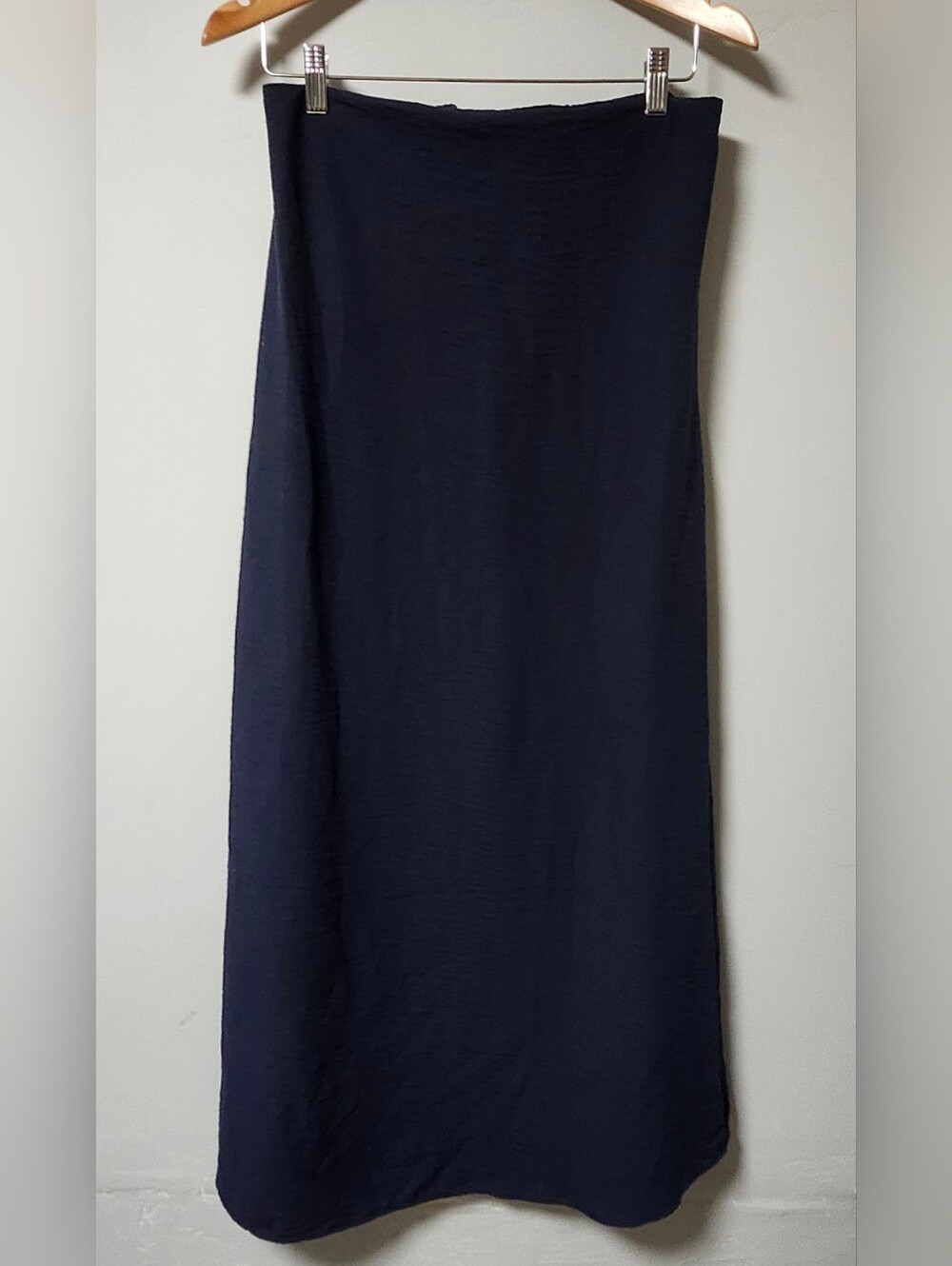 ZARA strapless A line Navy Blue Cotton Midi Summer Sun Beach Dress M